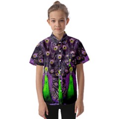 Peacock Bird Color Kids  Short Sleeve Shirt