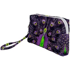 Peacock Bird Color Wristlet Pouch Bag (small) by Cendanart