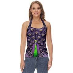 Peacock Bird Color Basic Halter Top by Cendanart