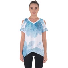 Blue-flower Cut Out Side Drop T-shirt by saad11