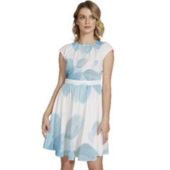 Blue-flower Cap Sleeve High Waist Dress by saad11