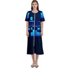 Blue Tardis Doctor Who Police Call Box Women s Cotton Short Sleeve Night Gown by Cendanart