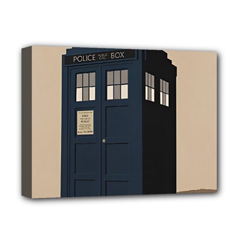 Tardis Doctor Who Minimal Minimalism Deluxe Canvas 16  X 12  (stretched)  by Cendanart