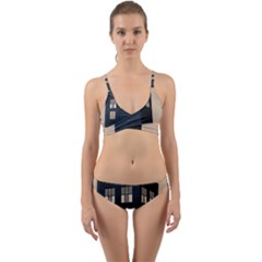 Tardis Doctor Who Minimal Minimalism Wrap Around Bikini Set by Cendanart