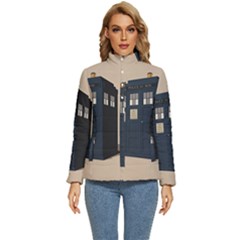 Tardis Doctor Who Minimal Minimalism Women s Puffer Bubble Jacket Coat by Cendanart