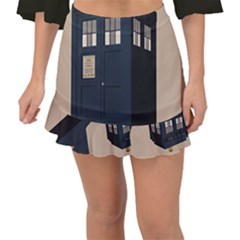 Tardis Doctor Who Minimal Minimalism Fishtail Mini Chiffon Skirt by Cendanart