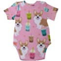 Corgi Bubble Boba Tea Pink Pattern Baby Short Sleeve Bodysuit View2