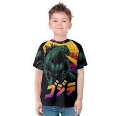 Godzilla Retrowave Kids  Cotton T-Shirt