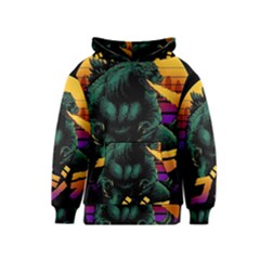 Godzilla Retrowave Kids  Pullover Hoodie