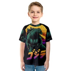 Godzilla Retrowave Kids  Sport Mesh T-Shirt