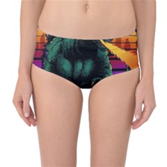 Godzilla Retrowave Mid-Waist Bikini Bottoms