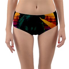 Godzilla Retrowave Reversible Mid-Waist Bikini Bottoms