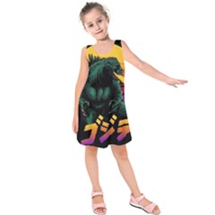 Godzilla Retrowave Kids  Sleeveless Dress