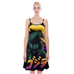 Godzilla Retrowave Spaghetti Strap Velvet Dress