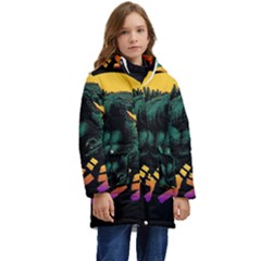 Godzilla Retrowave Kids  Hooded Longline Puffer Jacket