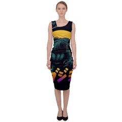 Godzilla Retrowave Sleeveless Pencil Dress