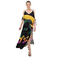 Godzilla Retrowave Maxi Chiffon Cover Up Dress