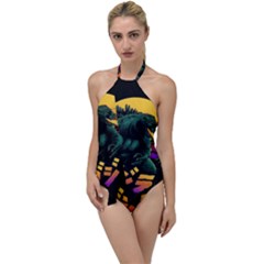 Godzilla Retrowave Go With The Flow One Piece Swimsuit