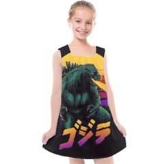 Godzilla Retrowave Kids  Cross Back Dress