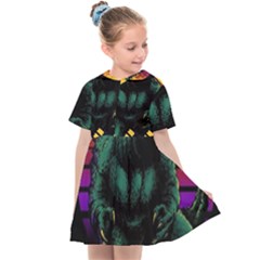 Godzilla Retrowave Kids  Sailor Dress