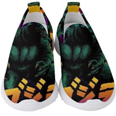 Godzilla Retrowave Kids  Slip On Sneakers