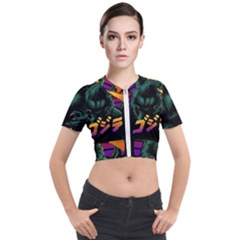 Godzilla Retrowave Short Sleeve Cropped Jacket