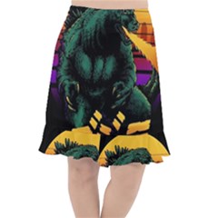 Godzilla Retrowave Fishtail Chiffon Skirt