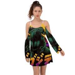 Godzilla Retrowave Boho Dress