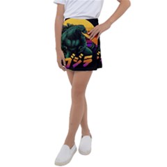 Godzilla Retrowave Kids  Tennis Skirt by Cendanart