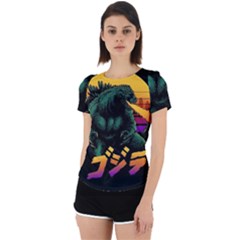 Godzilla Retrowave Back Cut Out Sport T-Shirt