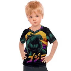 Godzilla Retrowave Kids  Sports T-Shirt