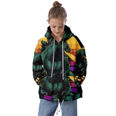 Godzilla Retrowave Kids  Oversized Hoodie