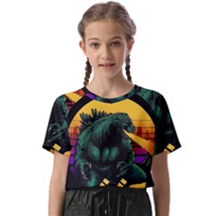 Godzilla Retrowave Kids  Basic T-Shirt
