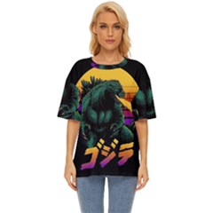 Godzilla Retrowave Oversized Basic T-Shirt