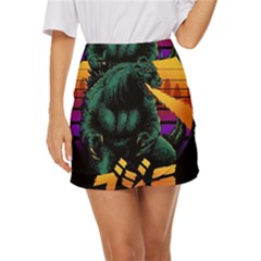 Godzilla Retrowave Mini Front Wrap Skirt