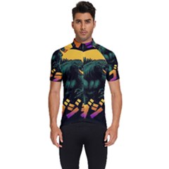 Godzilla Retrowave Men s Short Sleeve Cycling Jersey