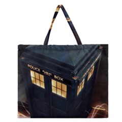 Tardis Bbc Doctor Who Dr Who Zipper Large Tote Bag by Cendanart
