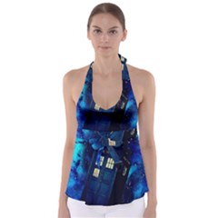 Tardis Doctor Who Space Galaxy Tie Back Tankini Top by Cendanart