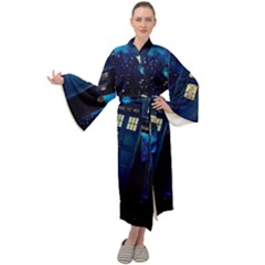 Tardis Doctor Who Space Galaxy Maxi Velvet Kimono by Cendanart