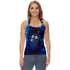 Tardis Doctor Who Space Galaxy Basic Halter Top by Cendanart