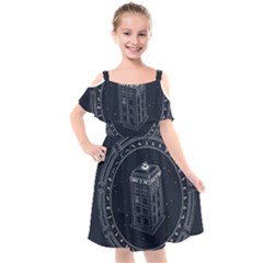 Doctor Who Bbc Tardis Kids  Cut Out Shoulders Chiffon Dress by Cendanart