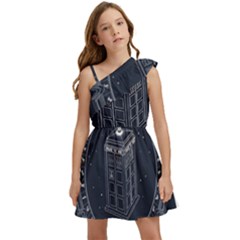 Doctor Who Bbc Tardis Kids  One Shoulder Party Dress