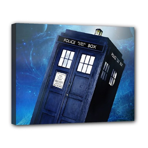 Tardis Doctor Who Space Blue Canvas 14  X 11  (stretched)