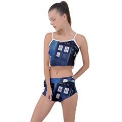 Tardis Doctor Who Space Blue Summer Cropped Co-ord Set by Cendanart