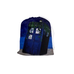 Stuck Tardis Beach Doctor Who Police Box Sci-fi Drawstring Pouch (Medium)