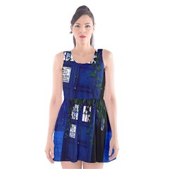 Stuck Tardis Beach Doctor Who Police Box Sci-fi Scoop Neck Skater Dress