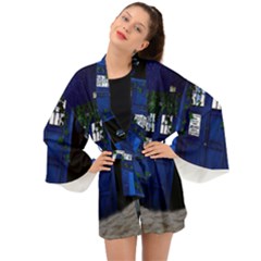 Stuck Tardis Beach Doctor Who Police Box Sci-fi Long Sleeve Kimono