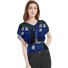 Stuck Tardis Beach Doctor Who Police Box Sci-fi Butterfly Chiffon Blouse