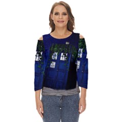 Stuck Tardis Beach Doctor Who Police Box Sci-fi Cut Out Wide Sleeve Top