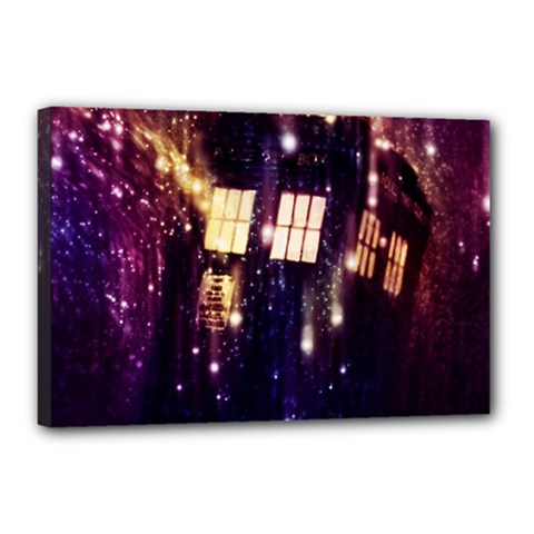 Tardis Regeneration Art Doctor Who Paint Purple Sci Fi Space Star Time Machine Canvas 18  X 12  (stretched)